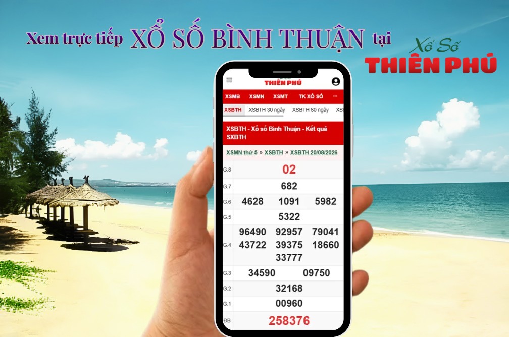 Dò xổ số Bình Thuận trên xosothienphu.vn (Ảnh: Xổ số Thiên Phú)