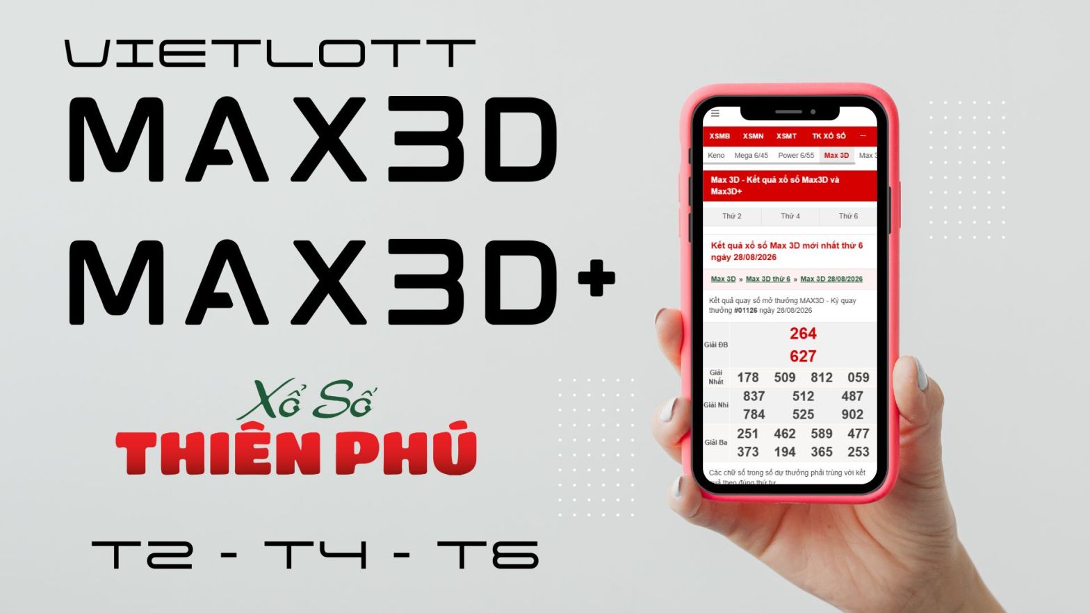 Trực tiếp Vietlott Max 3D và Max 3D Plus tại xosothienphu.vn