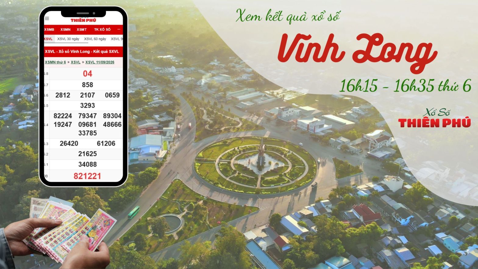 Trực tiếp xổ số Vĩnh Long thứ 6 tại xosothienphu.vn