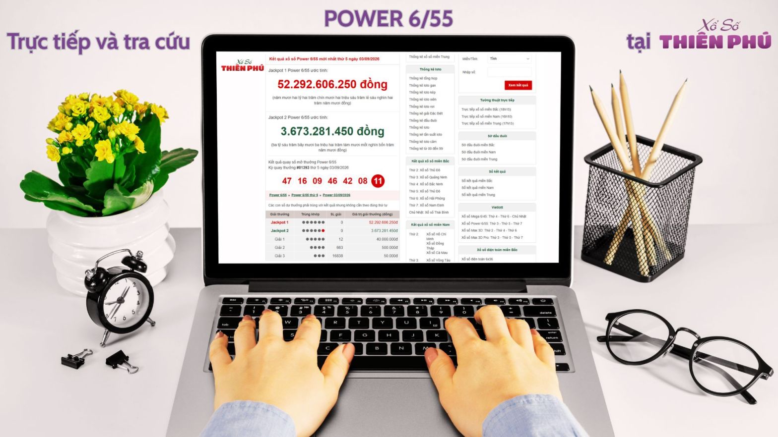 Trực tiếp Vietlott Power 6/55 tại xosothienphu.vn